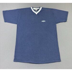 Rare Vintage 90s Y2K Quiksilver Surf Skate V Neck Navy Blue Shirt Medium Promo T